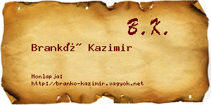 Brankó Kazimir névjegykártya
